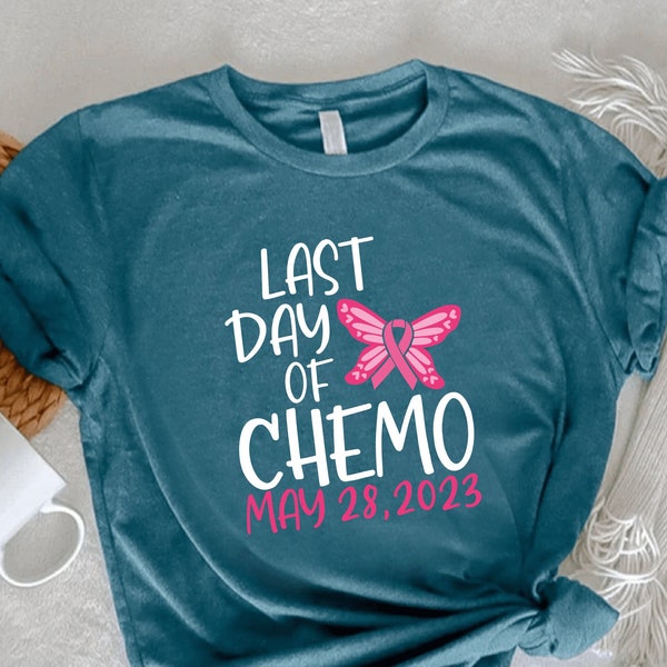 Last Day Of Chemo T-Shirt,Personalized Chemotherapy Tee,Gift For Breast Cancer Warrior,Breast Cancer Team Shirt,Motivational Pink Ribbon Tee