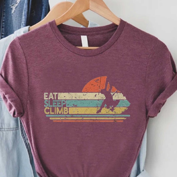 Retro Rock Climbing T-Shirt, Mountain Climber Shirt,Hiking Shirt, Bouldering Tshirt, Camping Shirt,Mountain Climbing Gift,Rock Climber Party