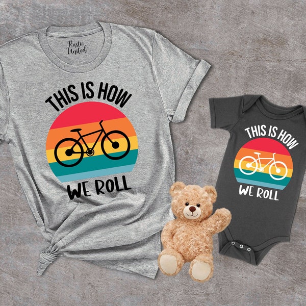 Dad And Daughter/Son Matching Bike Shirts, This Is How We Roll,Daddy and Me Outfits, New Dad Cycling Gift for Him,Father Son, Daddy Daughter