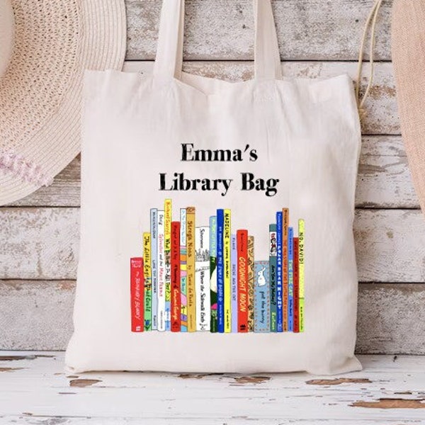 Personalized School Library Bag, Kid Name Library Tote Bag, Books Tote Bag, Custom Bookish Bag, Reader Librarian Gifts,Back To Schoool Totes