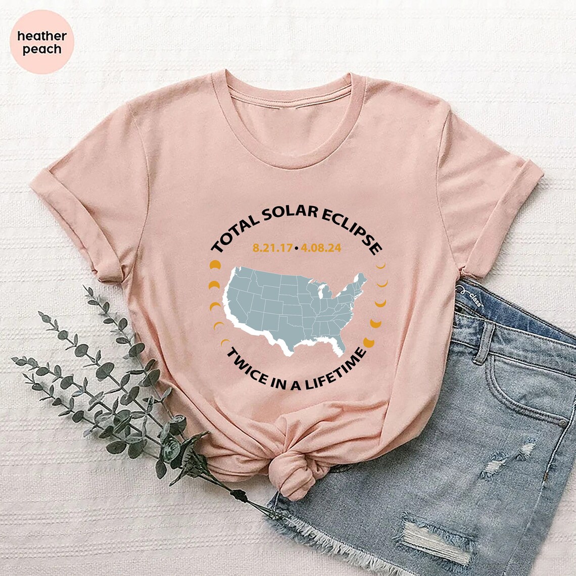 Total Solar Eclipse Twice in A Lifetime Shirt, USA Path of Totality Map