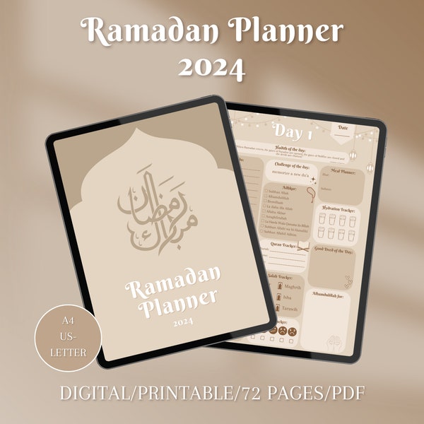 Ramadan Planner 2024 | Digital Printable Ramadan Planner | Ramadan Journal | GoodNotes | iPad | Islamic Planner | Calendar 2024 | Tracker A4