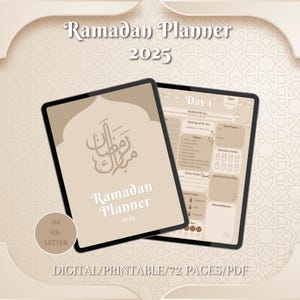 Planificador de Ramadán 2025 / Planificador de Ramadán imprimible digitalmente / Diario de Ramadán / GoodNotes / iPad / Planificador islámico / Rastreador A4 y carta estadounidense