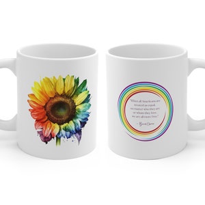 Gay Pride Coffee Mug • Floral Rainbow Tea Cup • Pride Month Gift Idea • 11oz/15oz Ceramic w/ Premium Coating