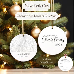 New York City Ornament, Choose Borough or Neighborhood • Custom USA Map Christmas Ornament • Two Sided Round Aluminum • Travel Gift Decor