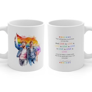 Gay Pride Coffee Mug • Love is Love Tea Cup • Pride Month Gift Idea • 11oz/15oz Ceramic w/ Premium Coating