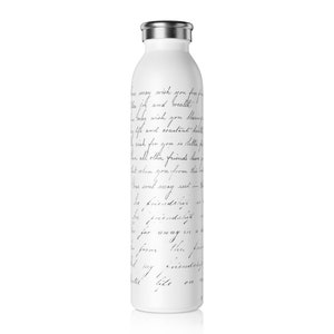Garrafa de água Light Academia • Design envolvente exclusivo • Letras manuscritas • Parede dupla de aço inoxidável de 20 onças