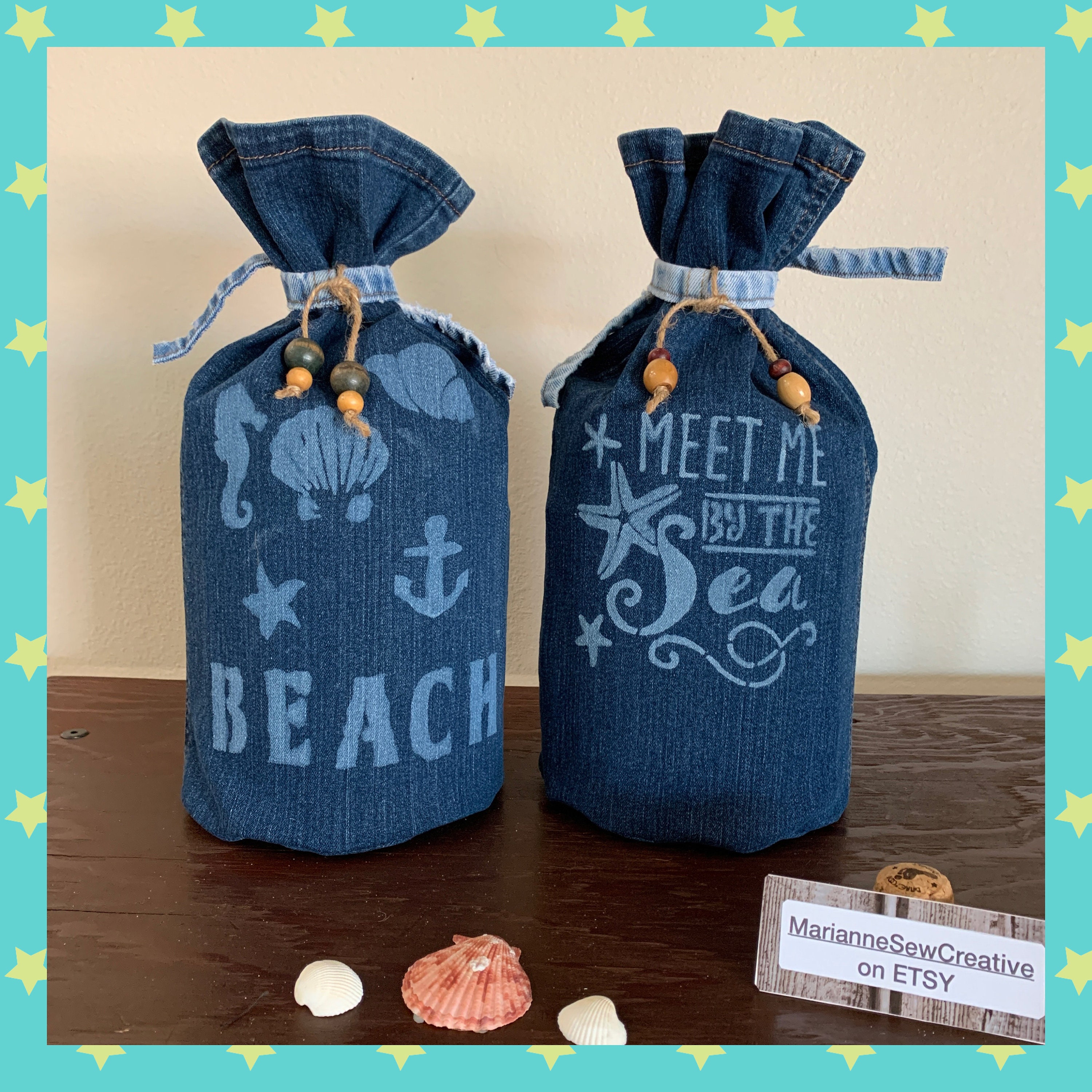 Blue Crab Wine Tote Bag with Gift Card,Beach Event Gift, Beach Theme,  Wedding Favor, Event Wine Bag, Party Favor, Seafood Lover, Coastal