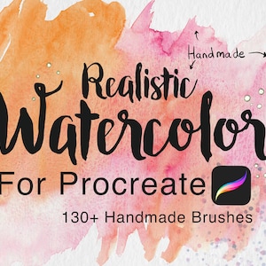 130+ Procreate Realistic Watercolor brush bundle: watercolors, pencils, glitters and stamps