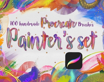 Painter’s Set 100 Oil Acrylic Brushes for Procreate. Realistic Oil Painting, Palette Knife, Impasto Painting, Acrylic Painting, Glitters