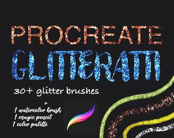 Procreate Glitter Brushes, Watercolor and Magic Pencil (Digital Download)
