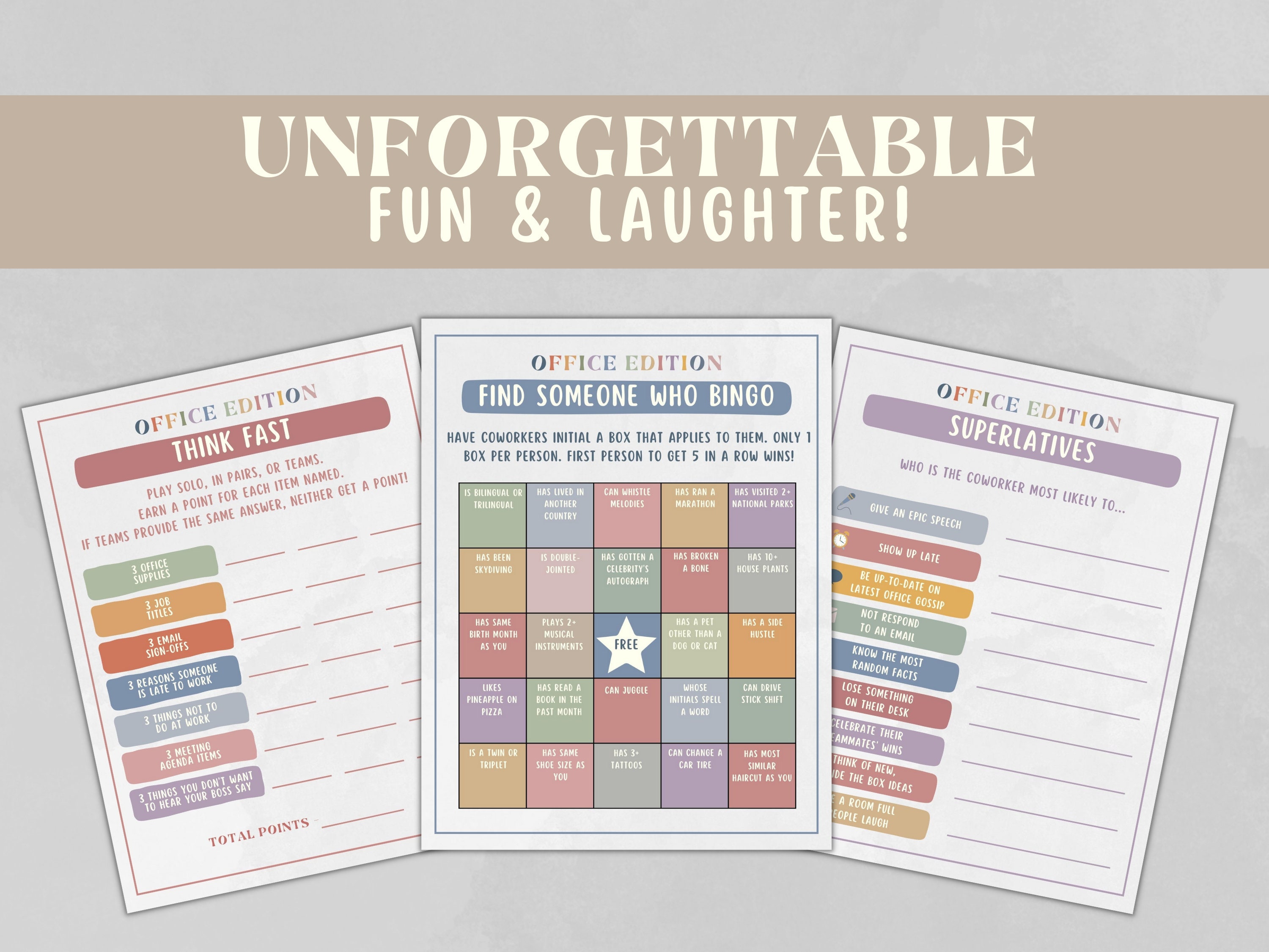 15 Modern Office Party Games Printable Bundle Work Party Icebreakers Instant Download Happy Hour