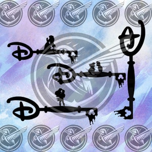 pack 4 designs svg png clé disneyy clé magique
