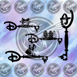 pack 4 diseños svg png disneyy key magic key llave