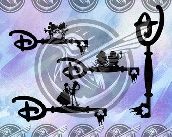 pack 4 diseños svg png disneyy key magic key llave