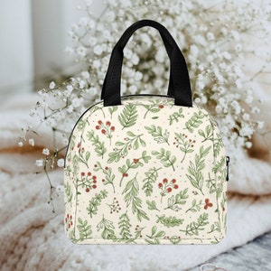 Blumenmuster Lunch Bag • Benutzerdefinierte Reißverschluss Lunch Bag • Urlaub Beeren Wiederverwendbare Lunch Tasche • Wasserdichte Lunch Bag für Schule/Arbeit/Picknick