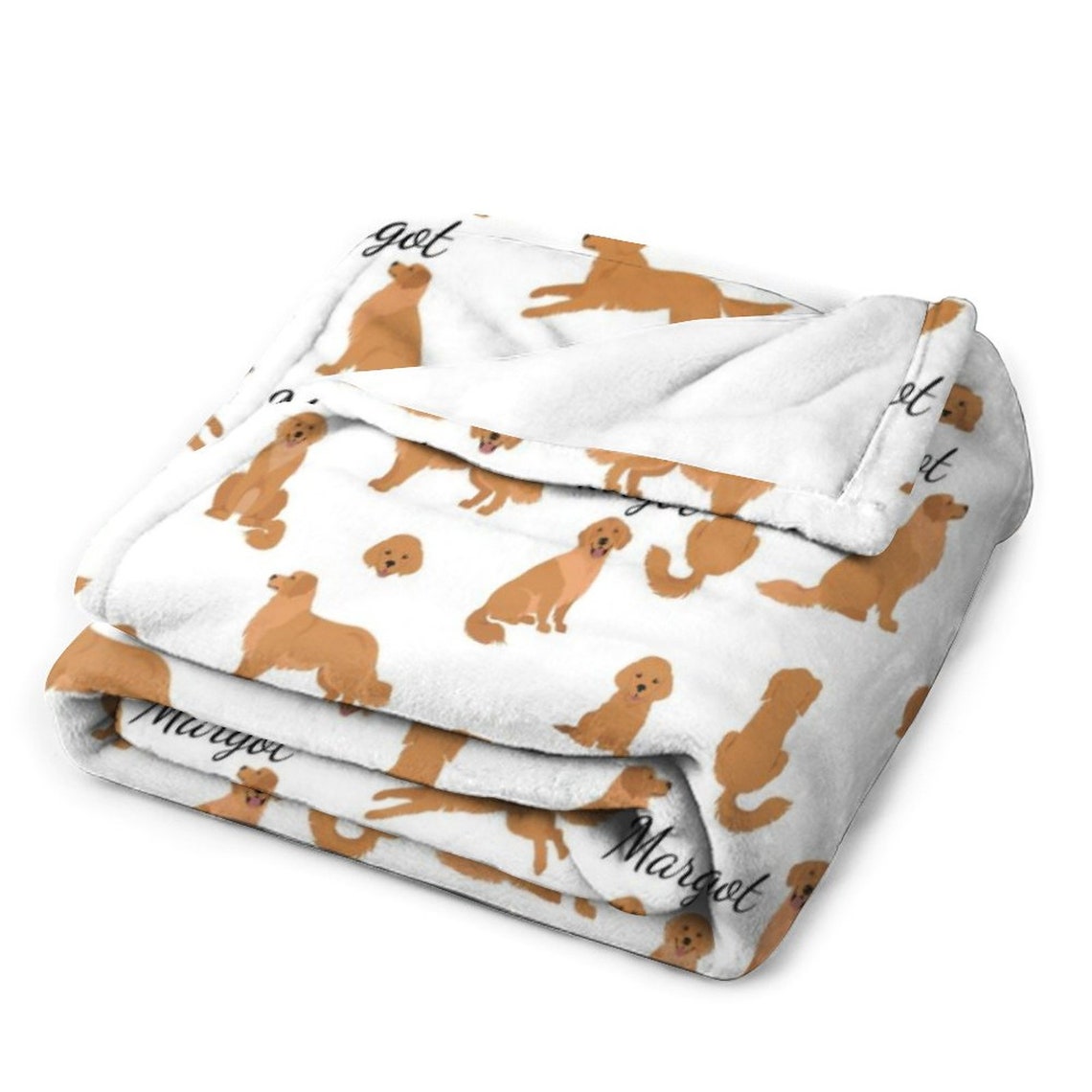 Golden Retriever Custom Blanket Personalized Cute Dog Name Blanket Pet