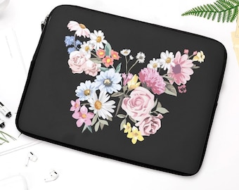 Floral Butterfly Laptop Sleeve • Botanical Waterproof Laptop Case • Protective Laptop Accessories • Padded laptop bag Laptop Case
