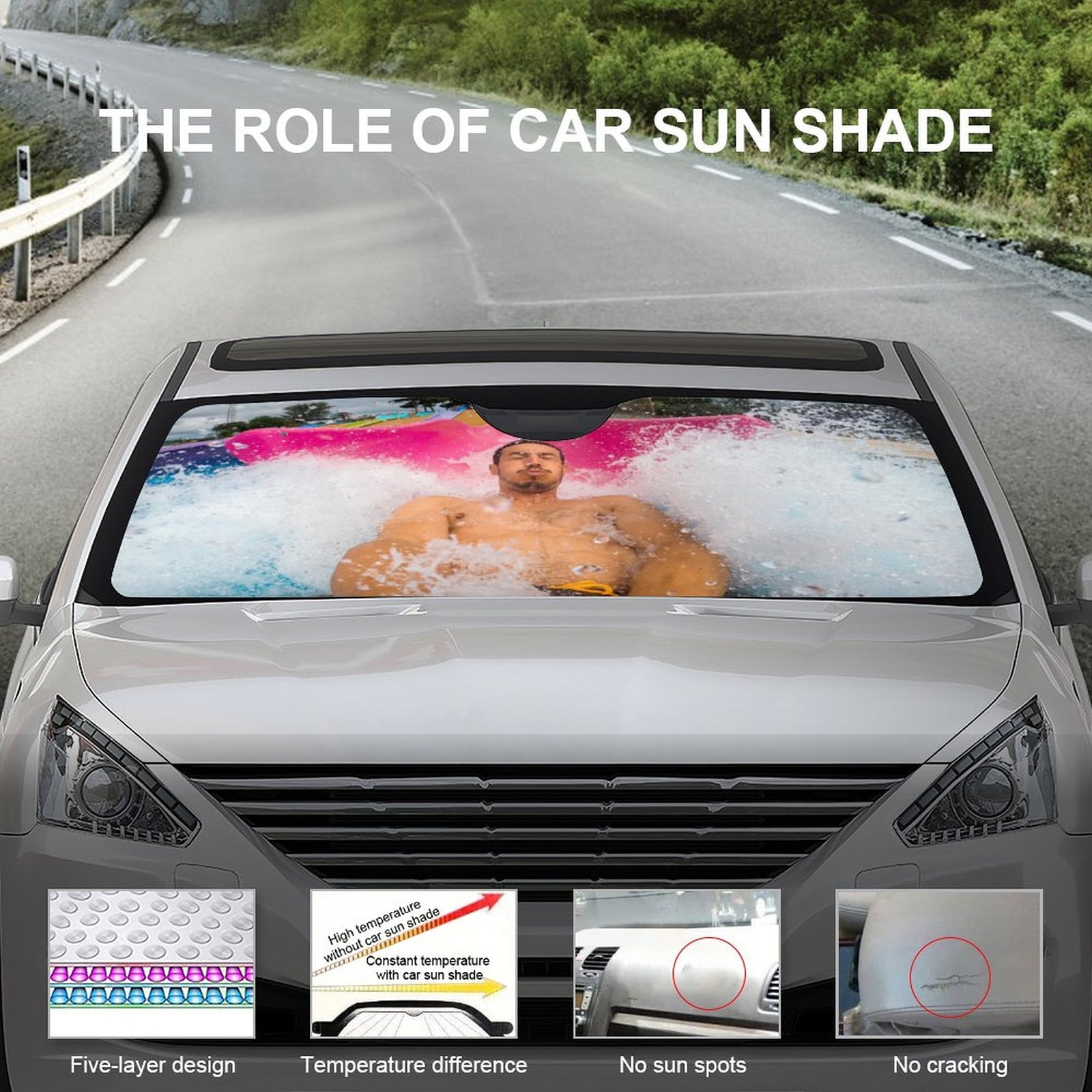 Winshell Splash Custom Car Windshield Sunshade • Summer Splash Auto Sun Shade ...