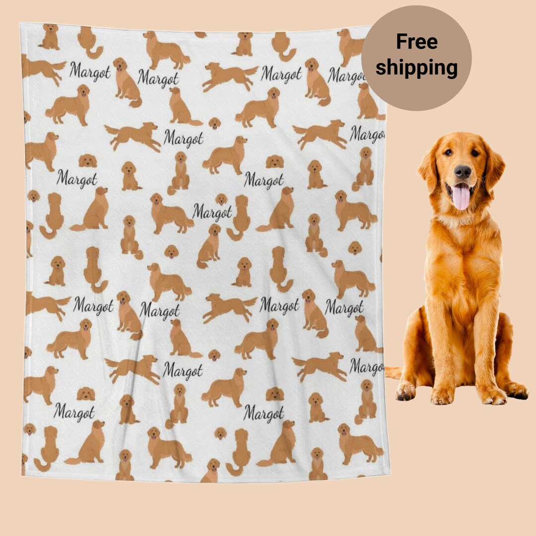 Golden Retriever Paw Pattern Print Hooded Blanket