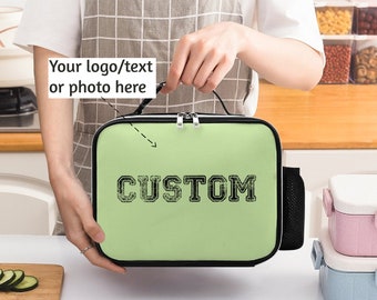 Custom Leather Lunch Bag • Personalized Zipper Lunch Bag • Reusable Lunch Tote • Waterproof Lunch Bag • Gift For First Day