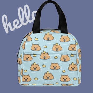 Sac à lunch Capybara • Sac à lunch drôle de rongeurs • Sac de boîte à lunch isotherme de dessin animé • Sac à lunch à motif d'animaux • Cabas à lunch réutilisable personnalisé