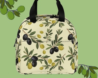 Olive & Zweige Muster Lunch Bag • Benutzerdefinierte Reißverschluss Lunch Bag • Wasserdichte Lunch Bag für Schule/Arbeit/Picknick