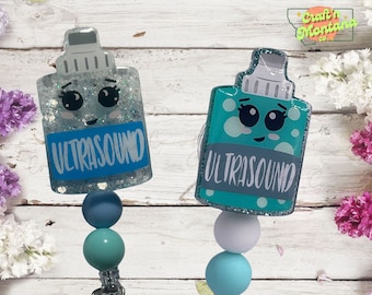 Cute Ultrasound Tech Badge Reel with Gel Bottle - Perfect gift for ultrasound  tech, sonographer, RDMS, VST