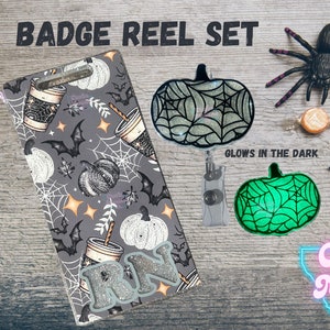 Glow in the Dark Badge Reel & Badge Buddy Set - Halloween gift for nurse, CNA, medical assistant, or other healthcare  workers