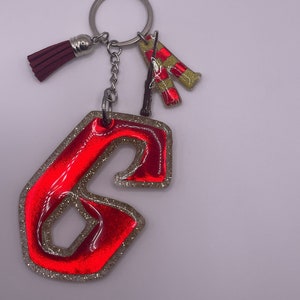 G House Resin Keychain with Matching Leather Tassel and Charm