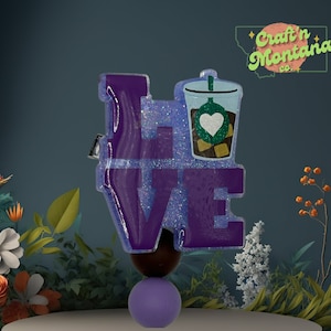 Love Iced Coffee Acrylic Badge Reel: Handmade UV Resin