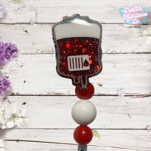 Blood Bag Badge Reel, Blood Bank ID Badge, Blood Badge Holder
