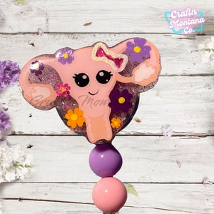 Spring Uterus Badge Reel, Floral Uterus ID Badge, Uterus Badge Holder