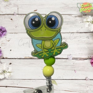 Cute Frog Badge Reel, Frog ID Holder