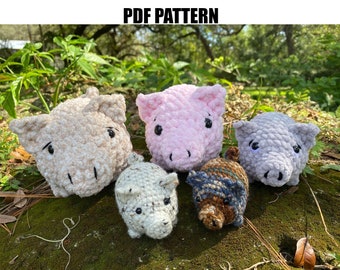 Macon Bacon Loaf Pig Sem Costura Crochê Amigurumi Piggy Plushie Padrão Arquivo PDF