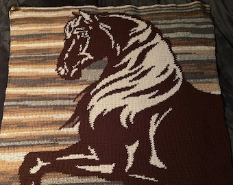 Prancing Stallion Single Crochet Graphghan Blanket Pattern  PATTERN ONLY in PDF format