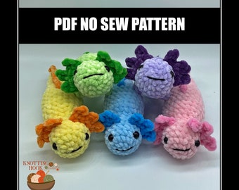 No Sew Axolotl Crochet Amigurumi Plushie Pattern PDF File