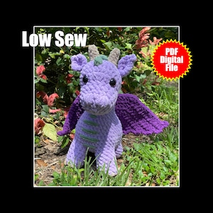 Crochet Dragon Pattern Low Sew Plushie Pattern image 1