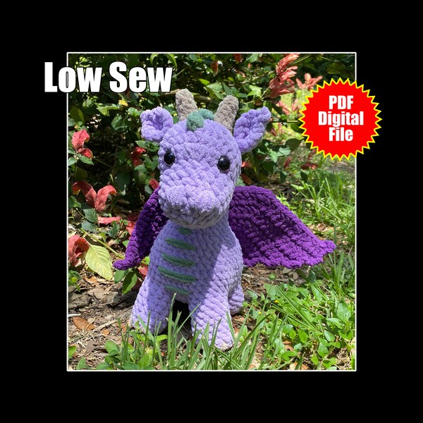 Crochet Dragon Pattern Low Sew Plushie Pattern