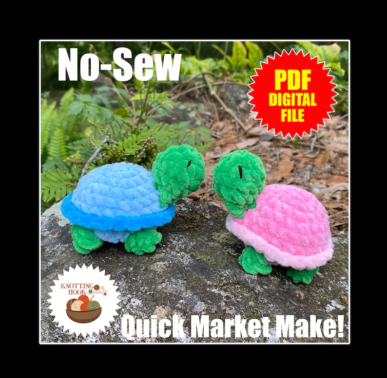 Sem costurar sucata buster mini tartaruga crochê amigurumi plushie padrão arquivo pdf ótimo para preparação de mercado imagem 1