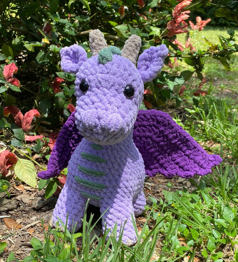 Crochet Dragon Pattern Low Sew Plushie Pattern image 4