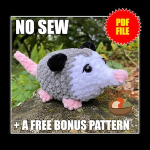 Opossum No Sew Crochet Amigurumi Plushie Pattern PDF File + a free bonus pattern