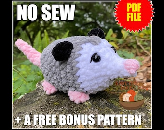 Opossum No Sew Crochet Amigurumi Peluche Modello PDF + un modello bonus gratuito