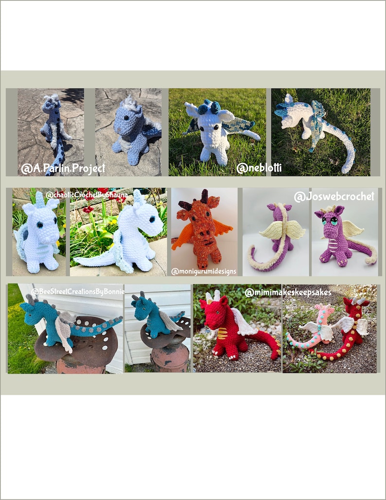 Crochet Dragon Pattern Low Sew Plushie Pattern image 10