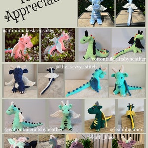 Crochet Dragon Pattern Low Sew Plushie Pattern image 9