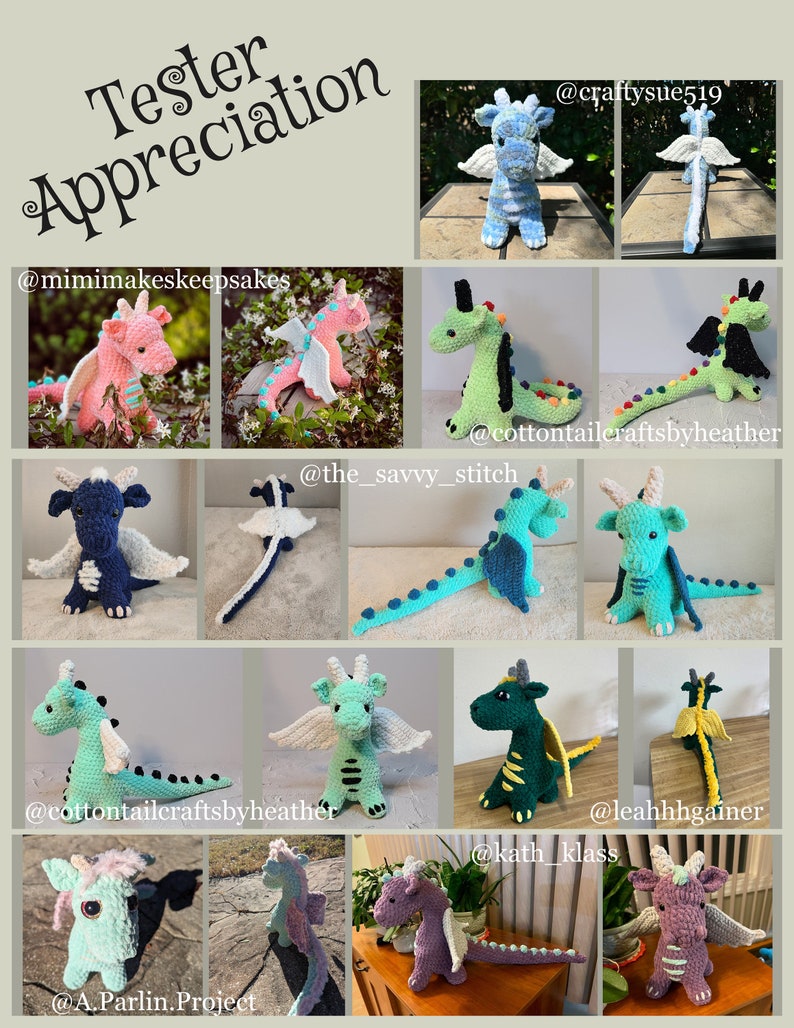 Crochet Dragon Pattern Low Sew Plushie Pattern image 9