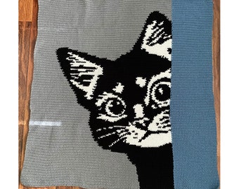 Peek A Boo Kitty Single Crochet Cat Graphghan Blanket Pattern  PATTERN ONLY in PDF format