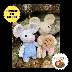 Crochet Mouse In Overalls Pattern Low Sew Plushie Pattern
