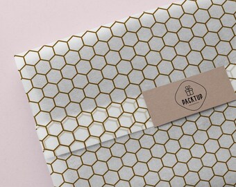 Gold Honeycomb Luxury Wrapping Paper | Logo Tissue Paper, Luxury Gift Box, Tissue Paper, Recycled Paper, Colorfast, Honeycomb, Acid Free