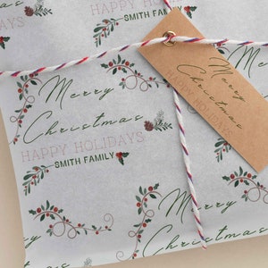 Carta velina personalizzata con nome di famiglia per regali di Natale, la migliore confezione regalo per feste di Natale in famiglia, carta velina in edizione speciale per Natale